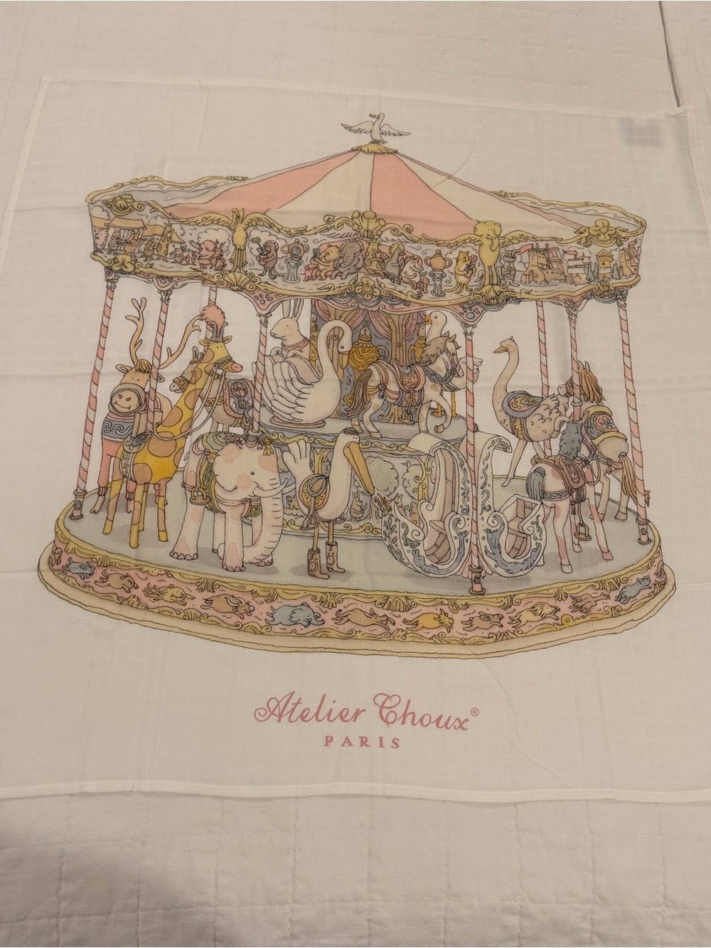 Atelier Choux Paris Carousel Print Nursery Muslin Organic Cotton Made in France
